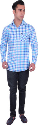 

Cotblend Men's Checkered Casual Blue Shirt
