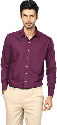 Shaftesbury London Men Solid Casual Purple Shirt