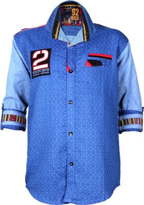 

Kidzee Boys Self Design Casual Blue Shirt