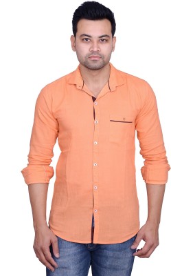 La Milano Men Solid Casual Orange Shirt