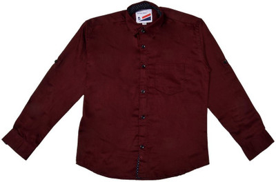 

Little Man Boys Solid Casual Shirt, Wine