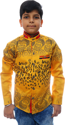 

Ennjoy Boys Printed, Applique, Graphic Print Formal Multicolor Shirt, Yellow