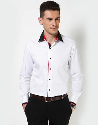 

Dazzio Men's Solid Casual White, Black, Red Shirt