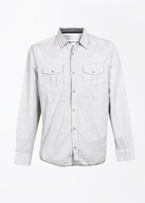

Indigo Jeanscode Men' Houndstooth Casual White, Grey Shirt, 910