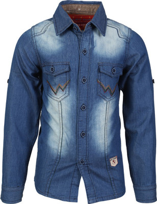 

Lilliput Boy's Solid Casual Blue Shirt