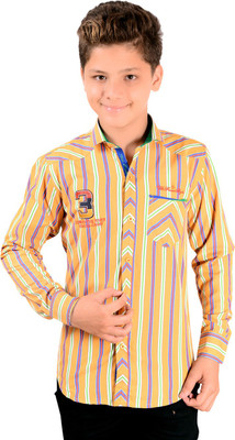 

Anry Boys Striped Casual Orange Shirt