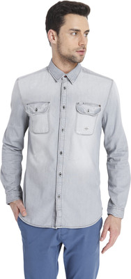 

Jack & Jones Men's Solid Casual Grey, Blue Shirt, Grey denim
