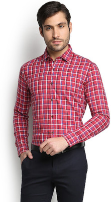 

Blackberrys Men's Checkered Casual Red Shirt, Fossil red