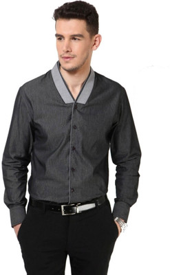 

Dazzio Men's Solid Casual Grey Shirt