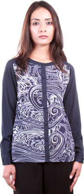 

AR2 Women's Printed Formal Blue Shirt