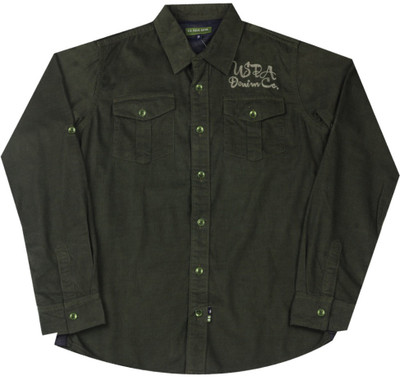 

US Polo Kids Boys Solid Casual Green Shirt, Dk. green