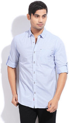 

The Indian Garage Co. Men's Striped Casual Blue Shirt, Window blue