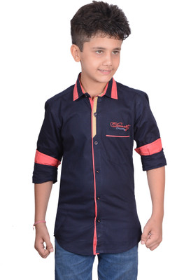 

Anry Boys Solid Casual Blue Shirt