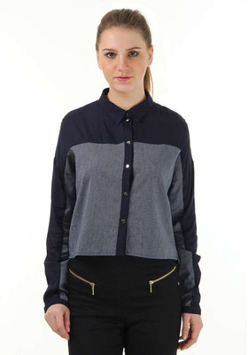 

Vero Moda Women's Solid Casual Blue Shirt, Navy blue