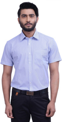 

Hoffmen Men's Striped Formal Blue Shirt