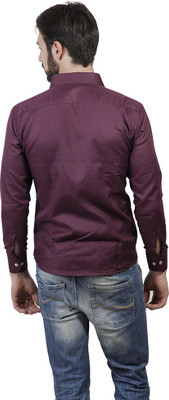 Akaas Men Solid Formal Purple Shirt