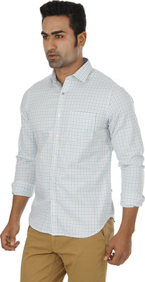

London Fog Men's Checkered Casual Light Blue Shirt, Blue & stone
