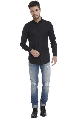 

Jack & Jones Men's Solid Casual Black Shirt