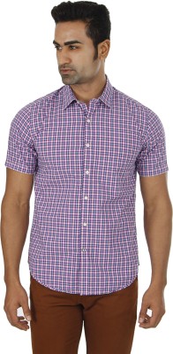 

London Fog Men's Checkered Casual Shirt, Navy;pink & green