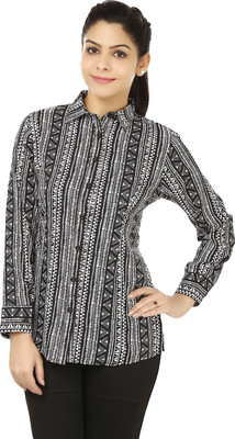 

Ziera Women's Printed Casual Black, White Shirt