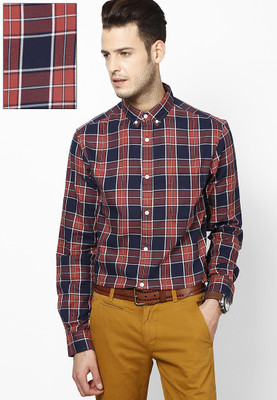 

Jack & Jones Men's Checkered Casual Red, Black Shirt, Apple butter