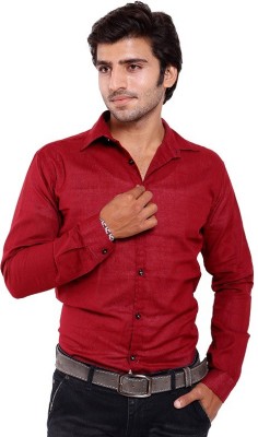 Deeksha Men Solid Casual Red Shirt