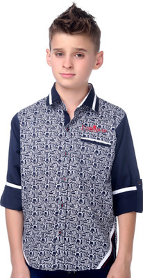 

MashUp Boys Geometric Print Party Blue Shirt