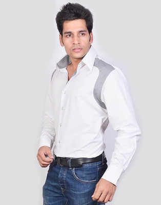 

Dazzio Men's Solid Casual White, Grey Shirt