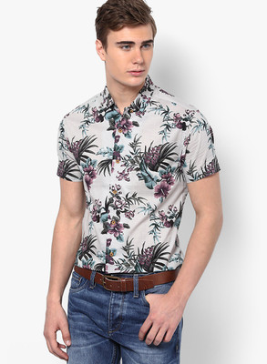

Jack & Jones Men's Printed Casual White Shirt, White pepper
