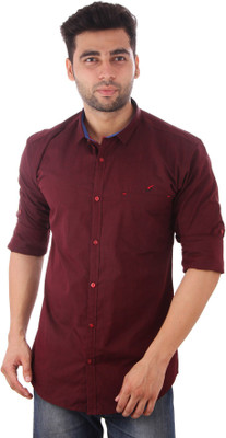 

Studio Nexx Men's Solid Casual Maroon Shirt