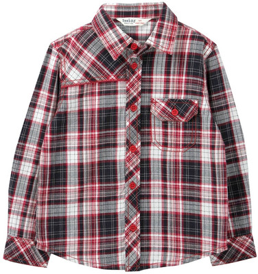 

Beebay Boys Checkered Casual Button Down Collar Shirt, Red check