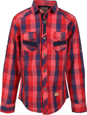 

Lilliput Boy's Self Design Casual Multicolor Shirt, Red