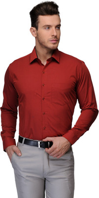 Hancock Men Solid Formal Red Shirt