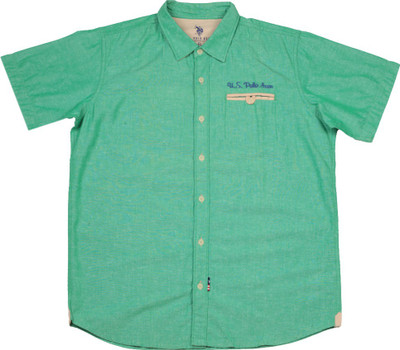

US Polo Kids Boys Self Design Casual Green Shirt, Dk. green