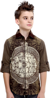 

MashUp Boys Printed Party Brown Shirt