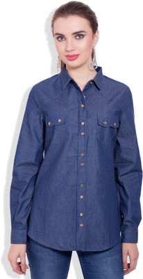 

Pear Blossom Women's Solid Casual Dark Blue, Blue Shirt, Blue;dark blue
