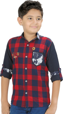 

Kidzee Boys Checkered Casual Red Shirt