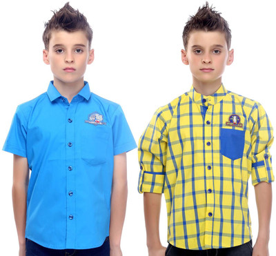 

MashUp Boy's Checkered Lounge Wear Multicolor Shirt(Pack of 2