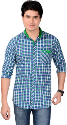 

Aedi Men's Checkered Casual Green Shirt