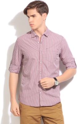 

The Indian Garage Co. Men's Checkered Casual White, Red Shirt, Red checks