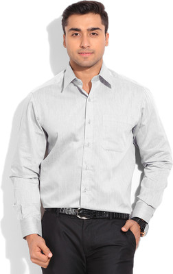 John Players Men's Solid Formal Grey Shirt, Charcoal gray