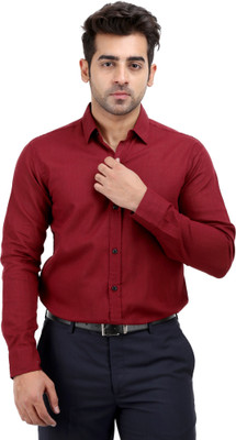 Aaral Men's Solid Casual Maroon Shirt