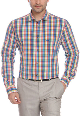 

Park Avenue Men's Checkered Formal Blue Shirt