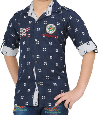 

Kidzee Boys Printed Casual Blue Shirt