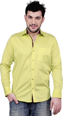 Zeal Men's Solid Casual Spread Collar Shirt, Yellow