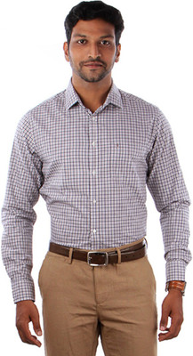 

Indian Terrain Men's Checkered Formal Multicolor Shirt, Charcoal