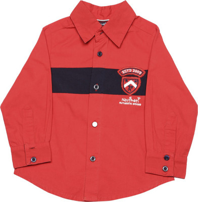 

Nauti Nati Boys Self Design Casual Red Shirt