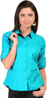 

U&F Women' Solid Formal Light Blue Shirt, Aqua blue