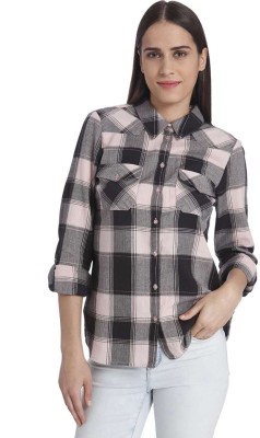 

Vero Moda Women's Checkered Casual Pink Shirt, Pearl