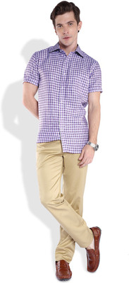 

Park Avenue Men's Checkered Formal Purple Shirt
